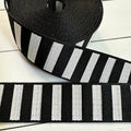 Bold Stripe Web Black/White 1.5" Wide, 100% polyester (1 Yard Continuous Cuts)