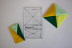 BeeLiner 3.5 trimming ruler, clear plastic with printed quilt block line markings.