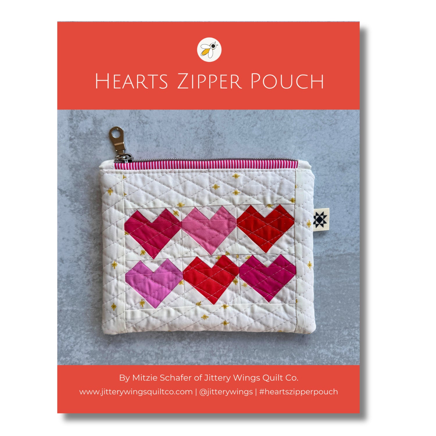 Hearts Zipper Pouch (FPP Technique) - PDF Download