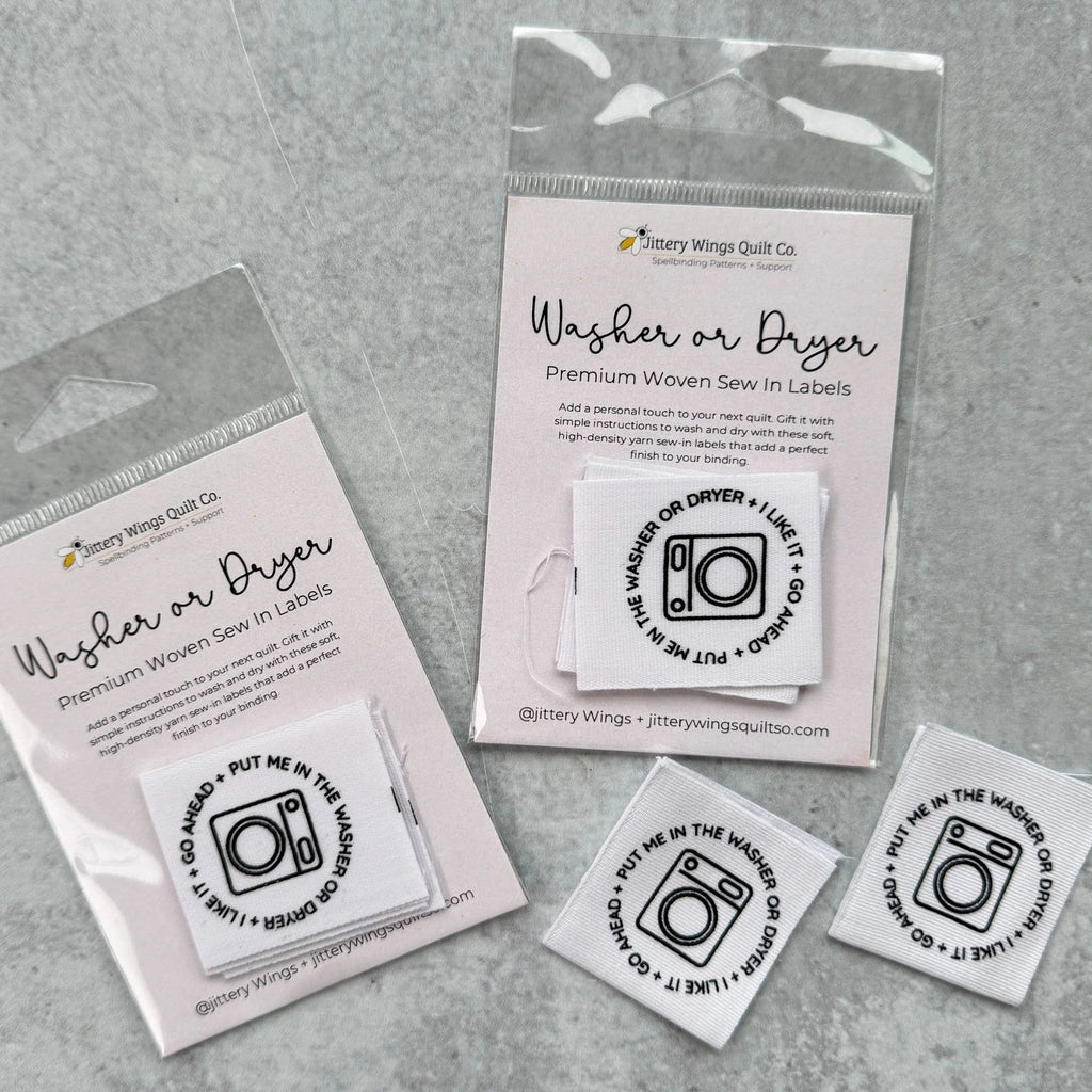 Quilt Labels: Washer or Dryer Premium Woven Sew In Labels (3 Count)