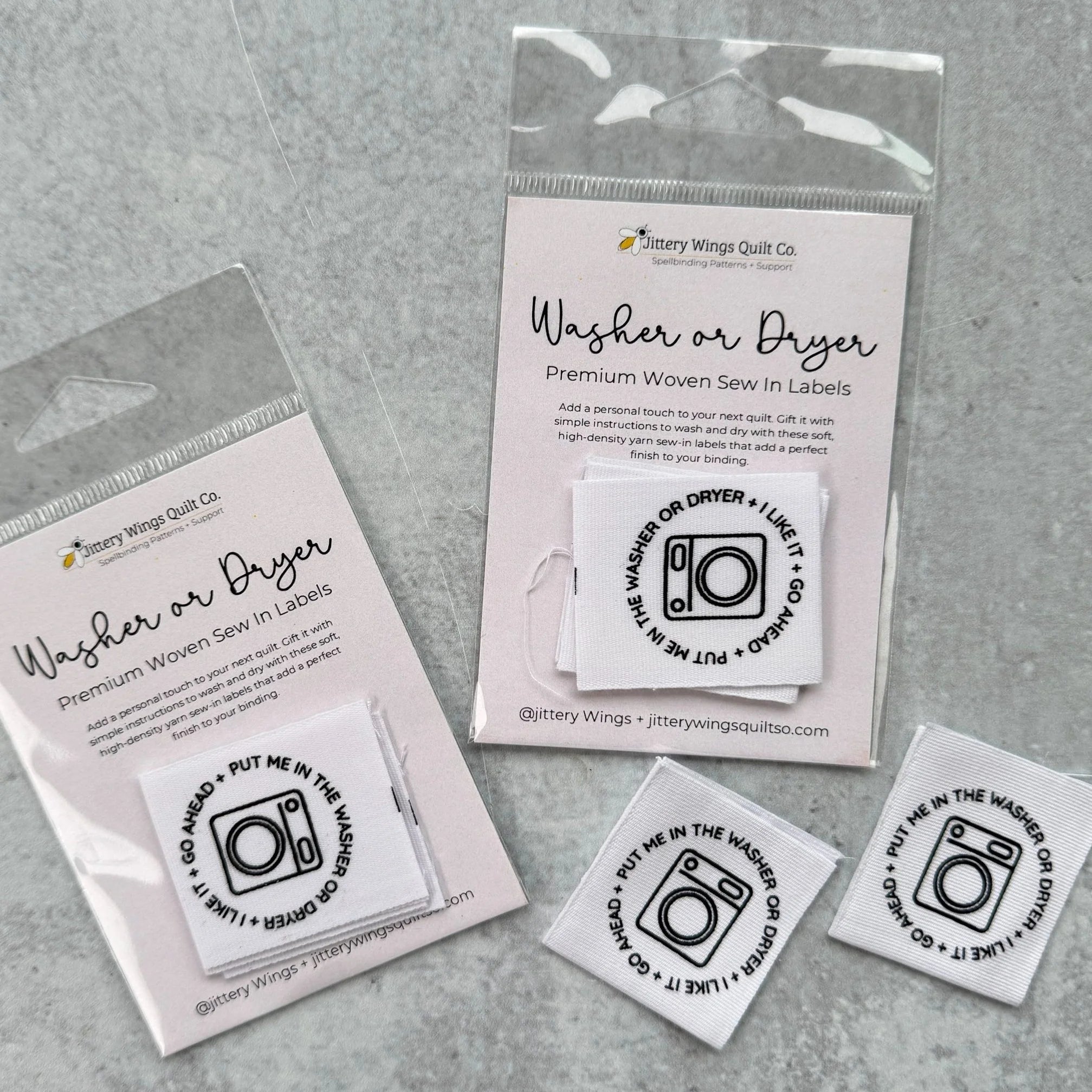 Quilt Labels: Washer or Dryer Premium Woven Sew In Labels (3 Count)