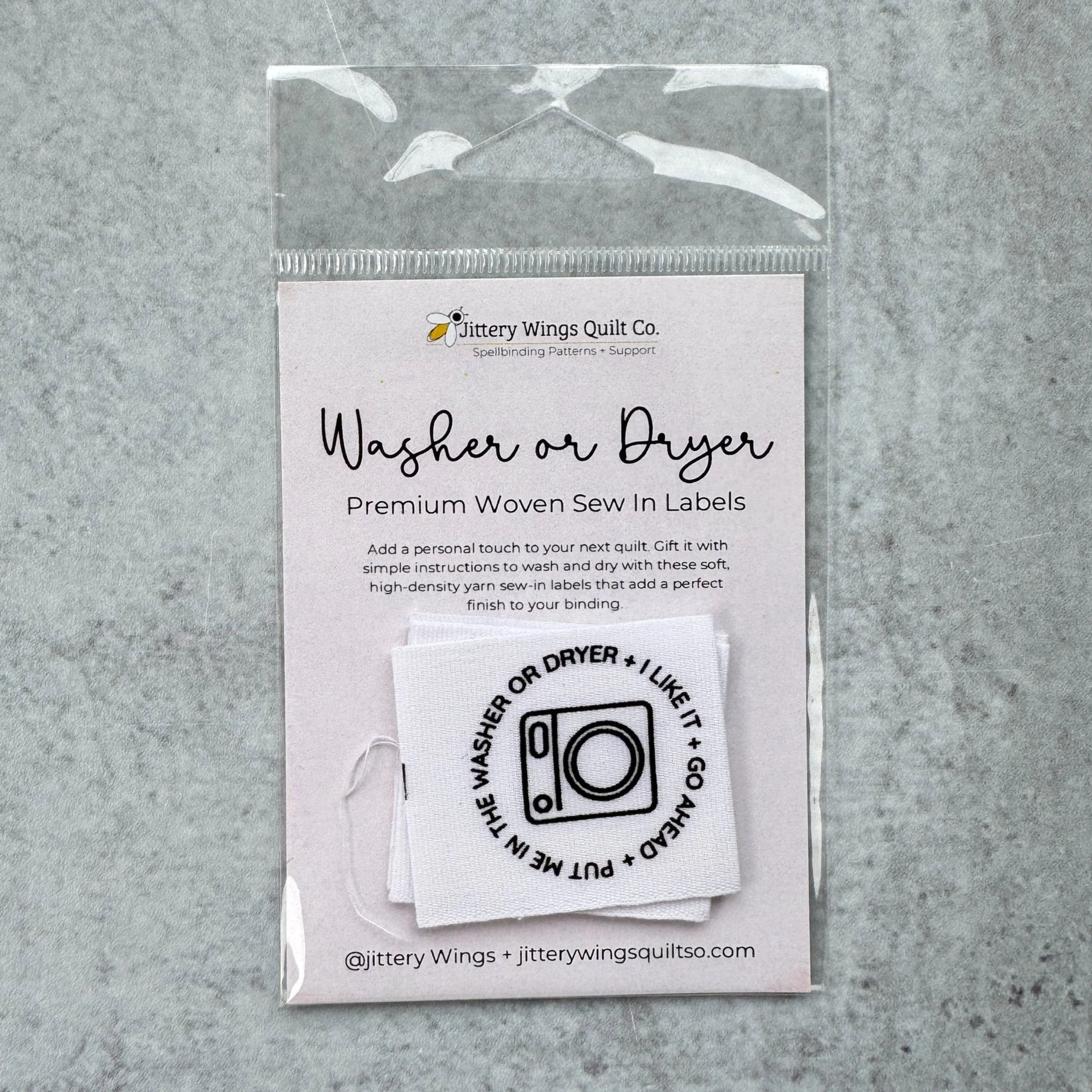 Quilt Labels: Washer or Dryer Premium Woven Sew In Labels (3 Count)
