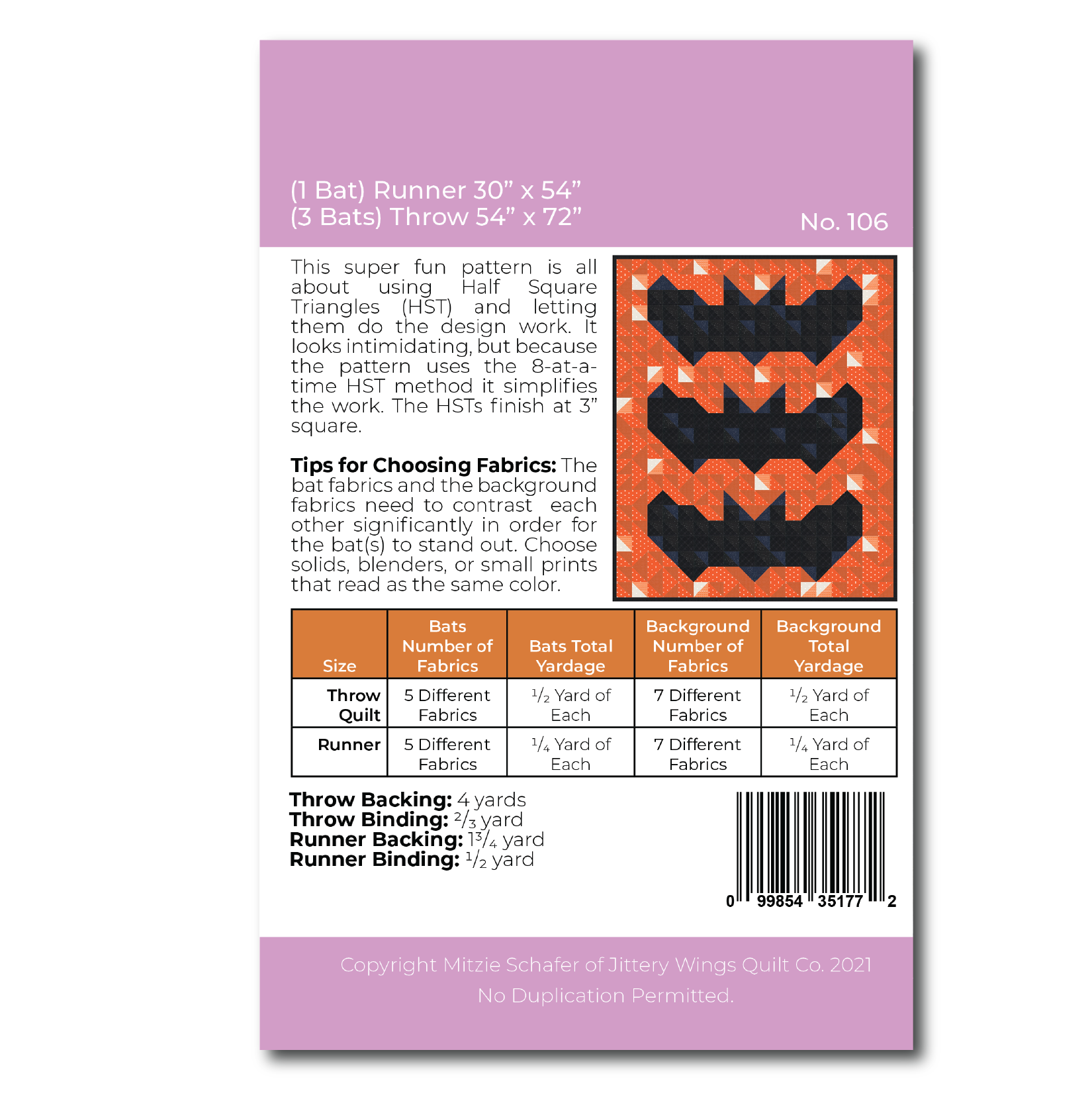 Battastic Quilt Pattern - Printed Version